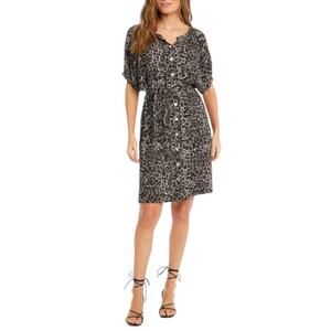 Karen Kane Printed Puff Sleeve Button Front Dress Size Large NWOT $198 MSRP